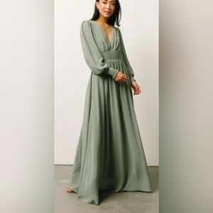 Baltic Born - Olivia Eucalyptus Green Maxi Long Sleeve Dress - L